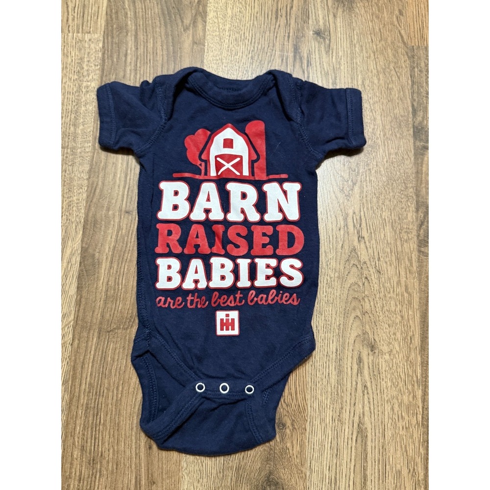 Case IH Shirt Infant Newborn Blue Red White Barn Raised Babies are the best